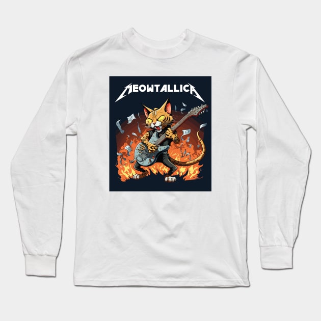 Meowtallica 4 Long Sleeve T-Shirt by vectrus